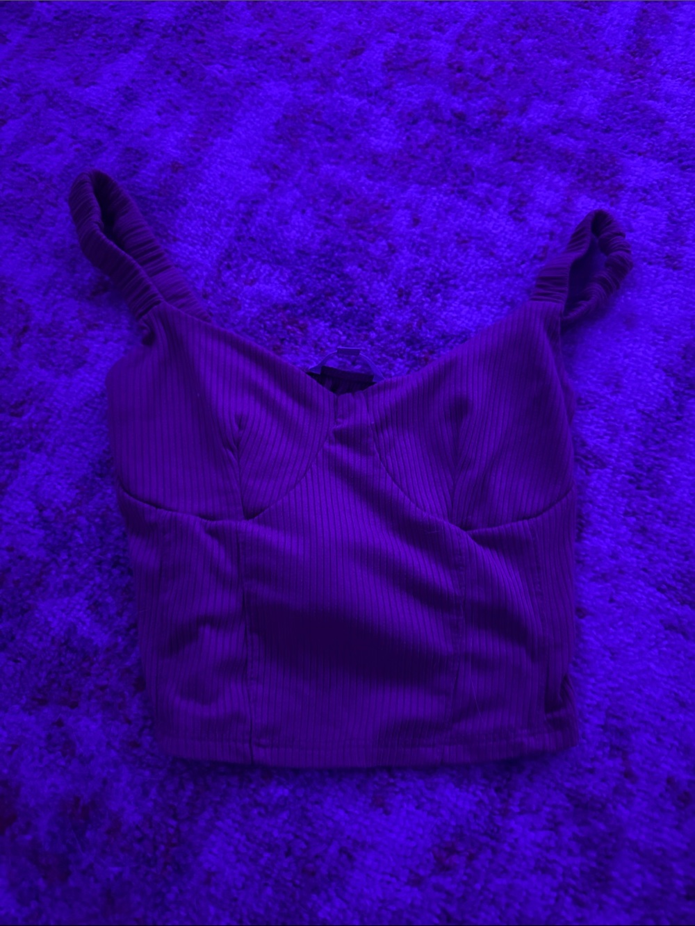 gaze Ribbed Cropped Tank Top - Purple